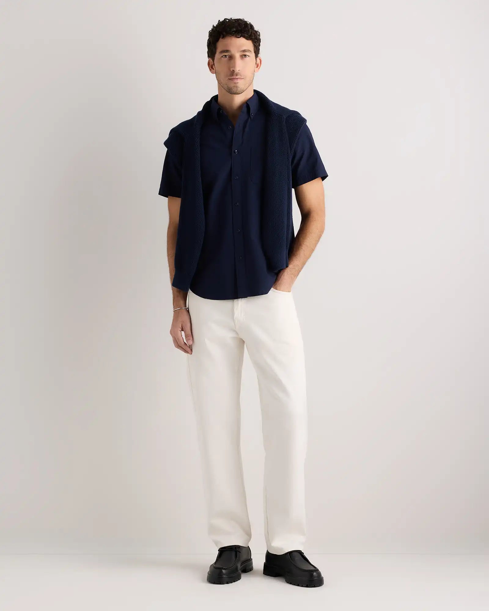 100% Organic Cotton Seersucker Short Sleeve Shirt
