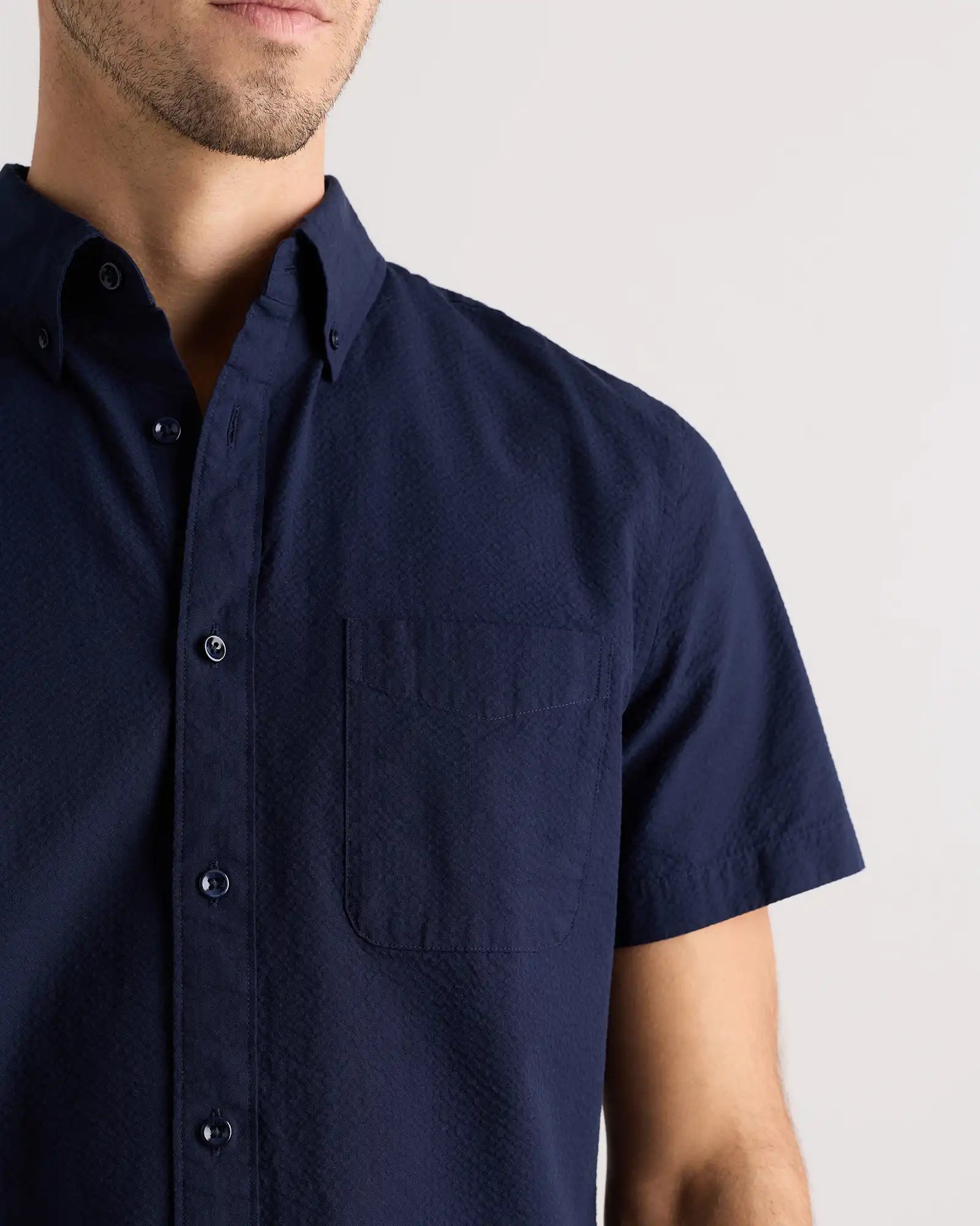 100% Organic Cotton Seersucker Short Sleeve Shirt
