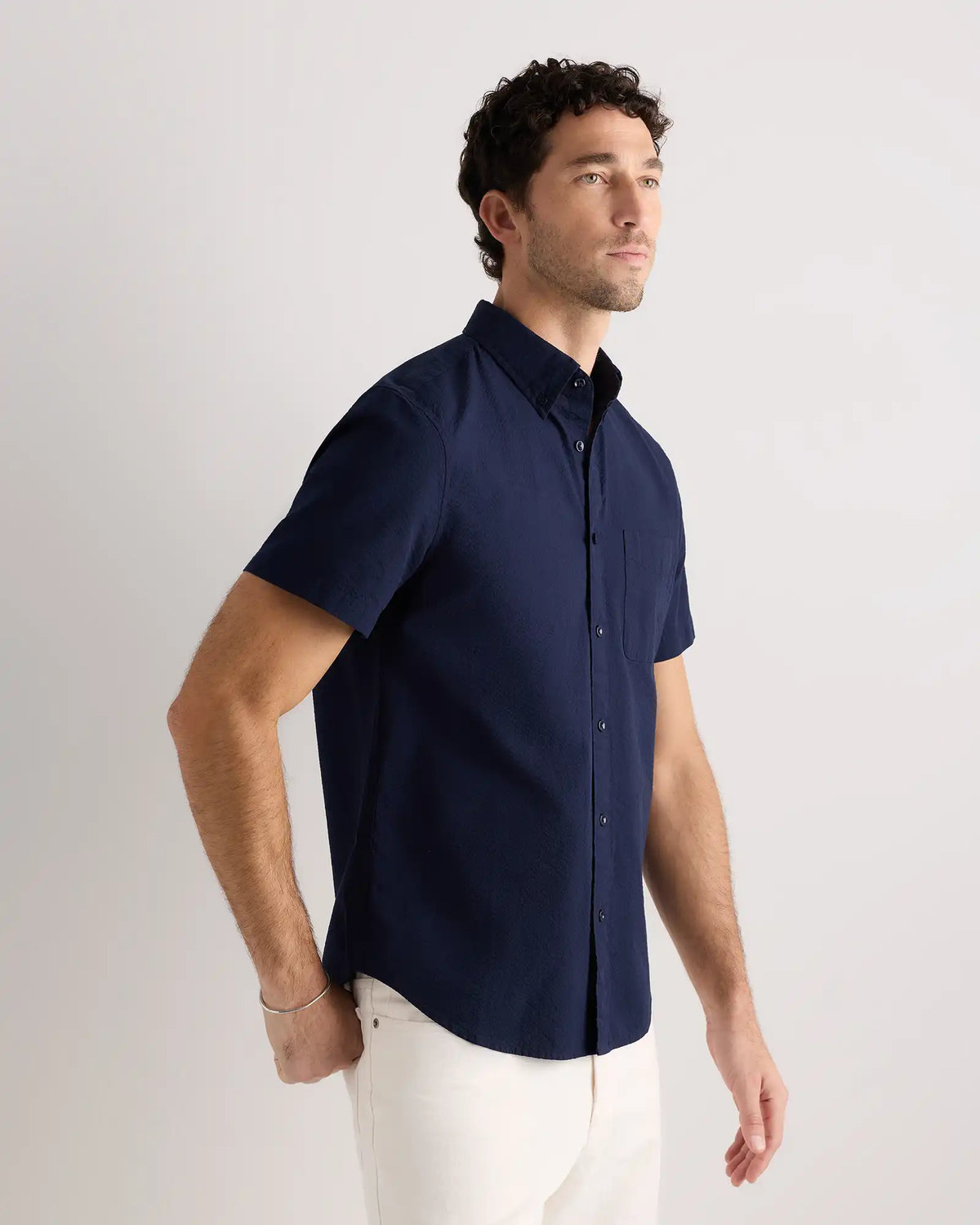 100% Organic Cotton Seersucker Short Sleeve Shirt