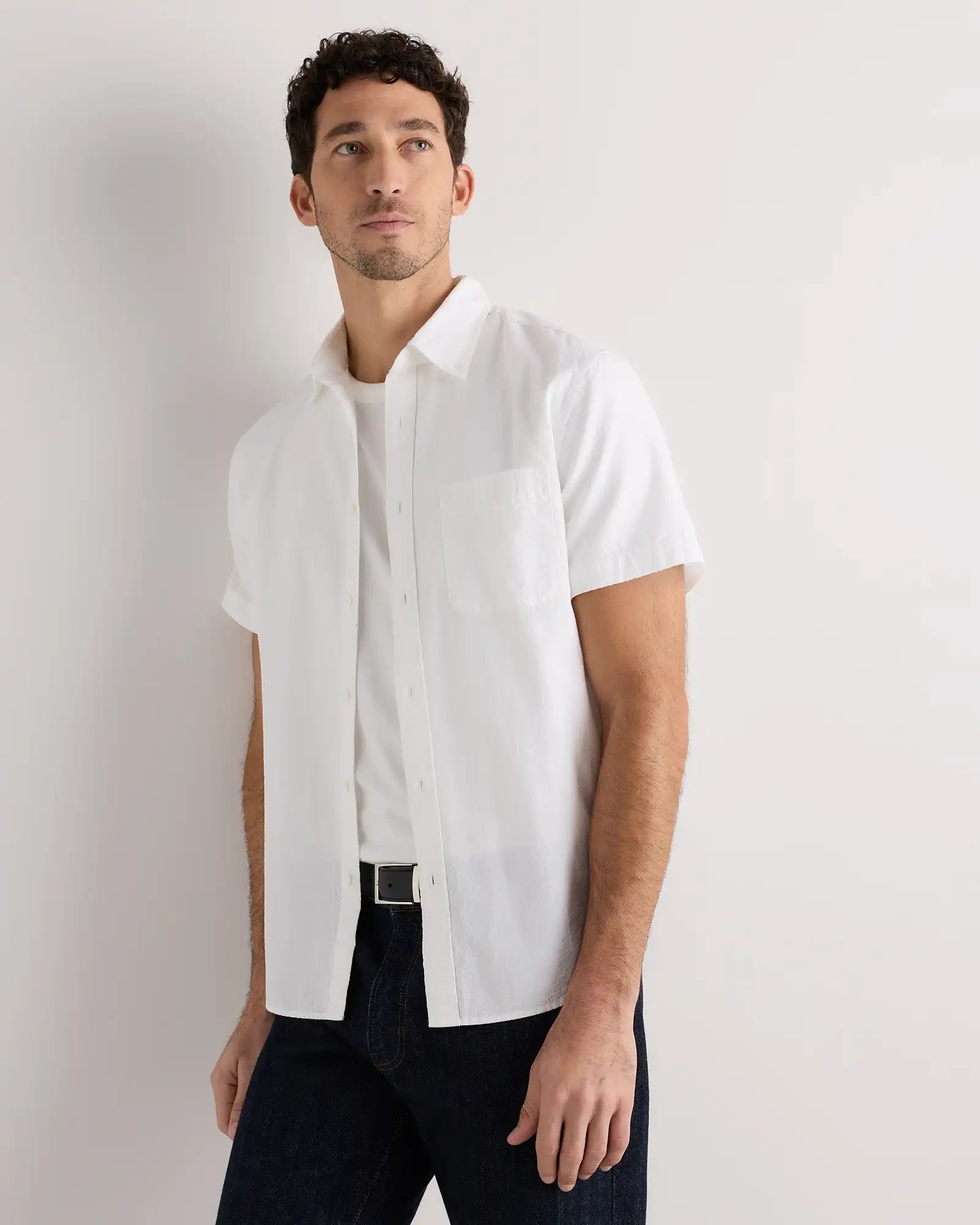 100% Organic Cotton Seersucker Short Sleeve Shirt