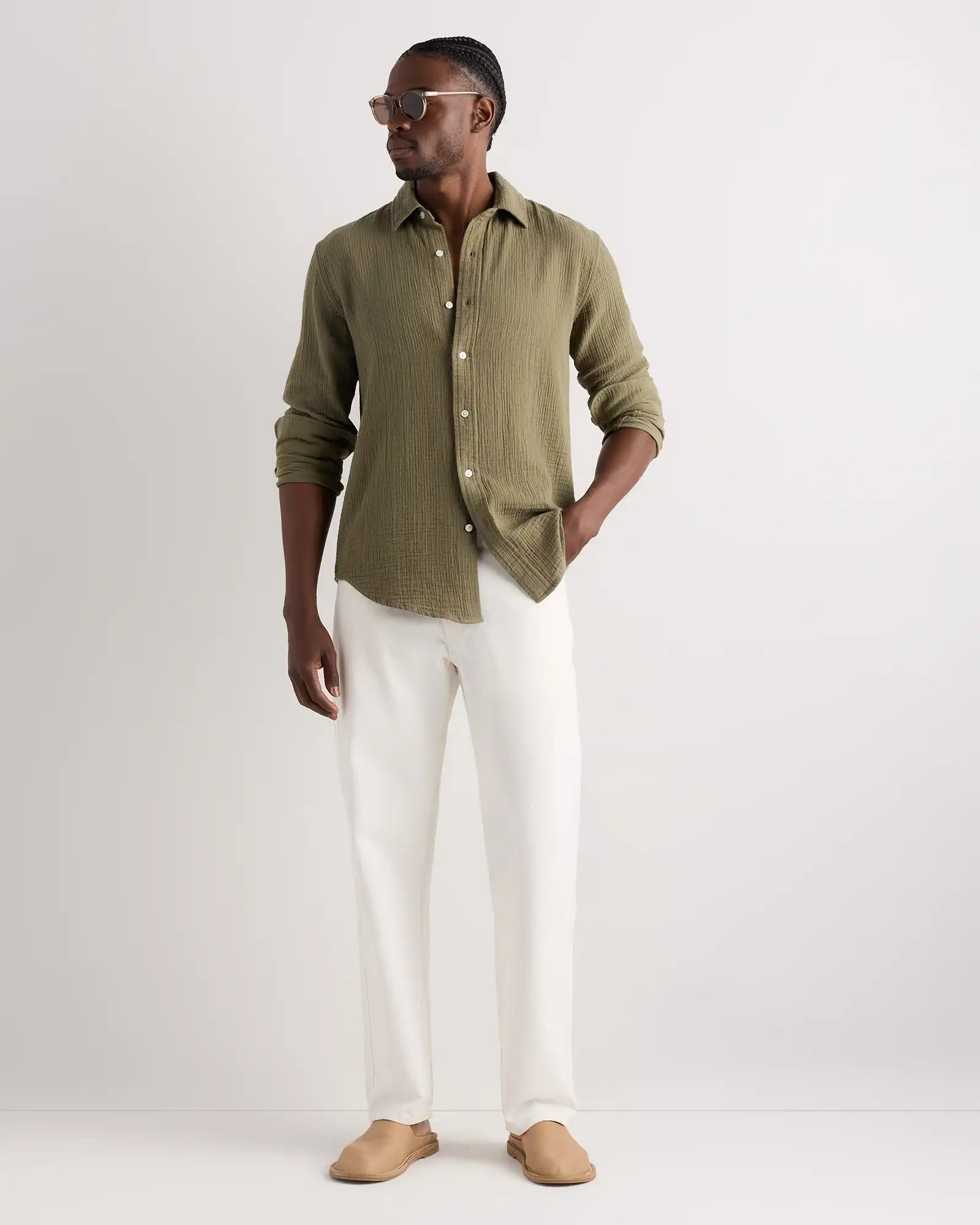 100% Organic Cotton Gauze Long Sleeve Shirt