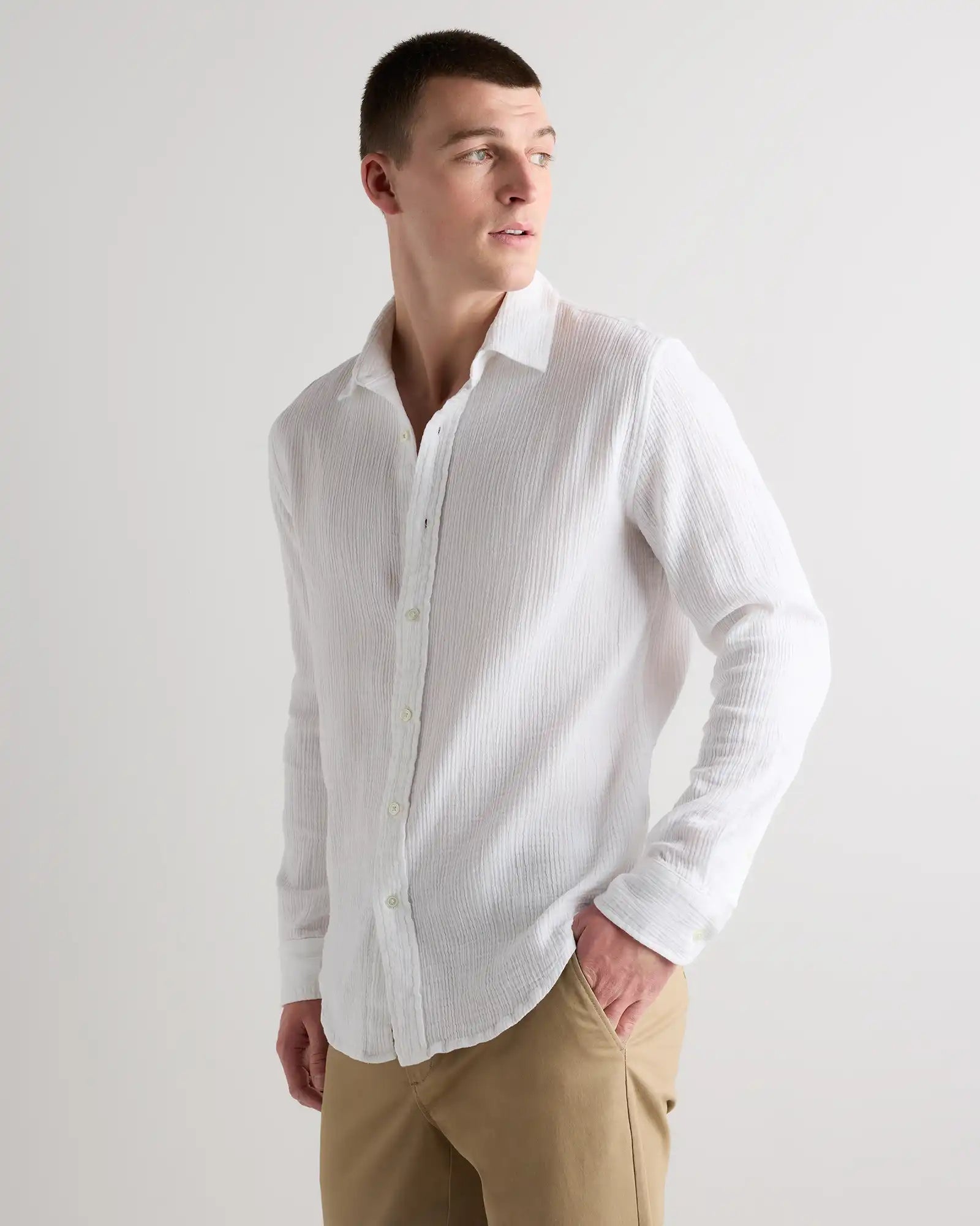 100% Organic Cotton Gauze Long Sleeve Shirt