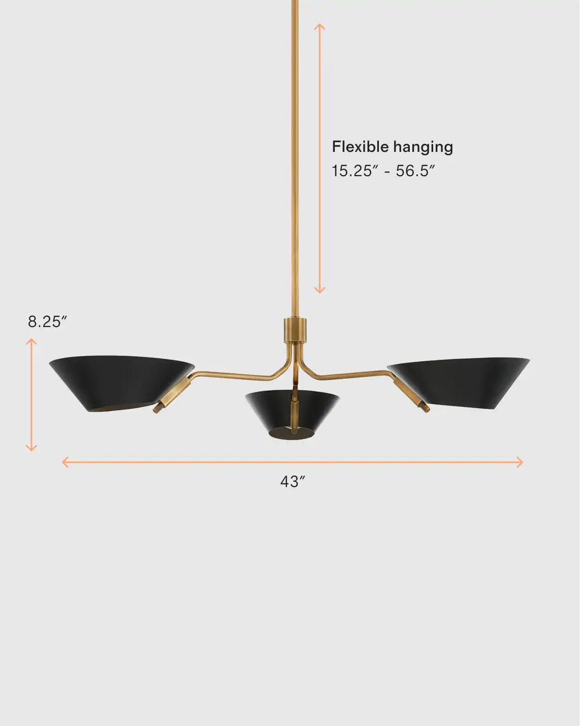 Mid-Century Armed Iron Chandelier