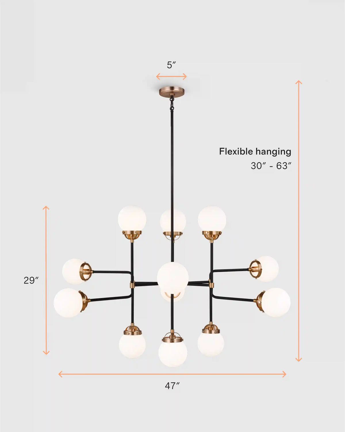 Multi Globe Steel Chandelier