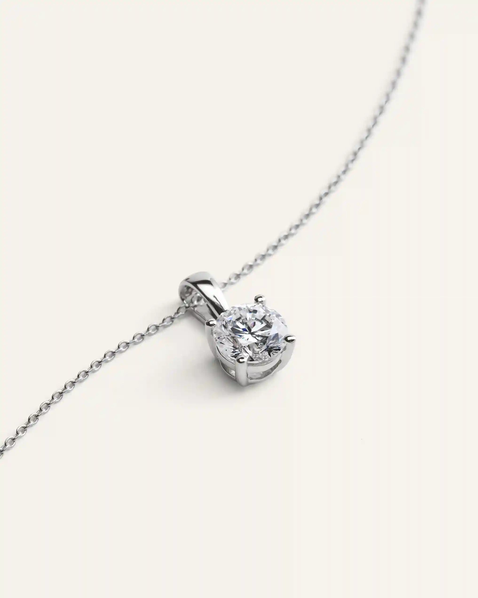 14k Gold Lab Grown Diamond Solitaire Pendant - 1ct