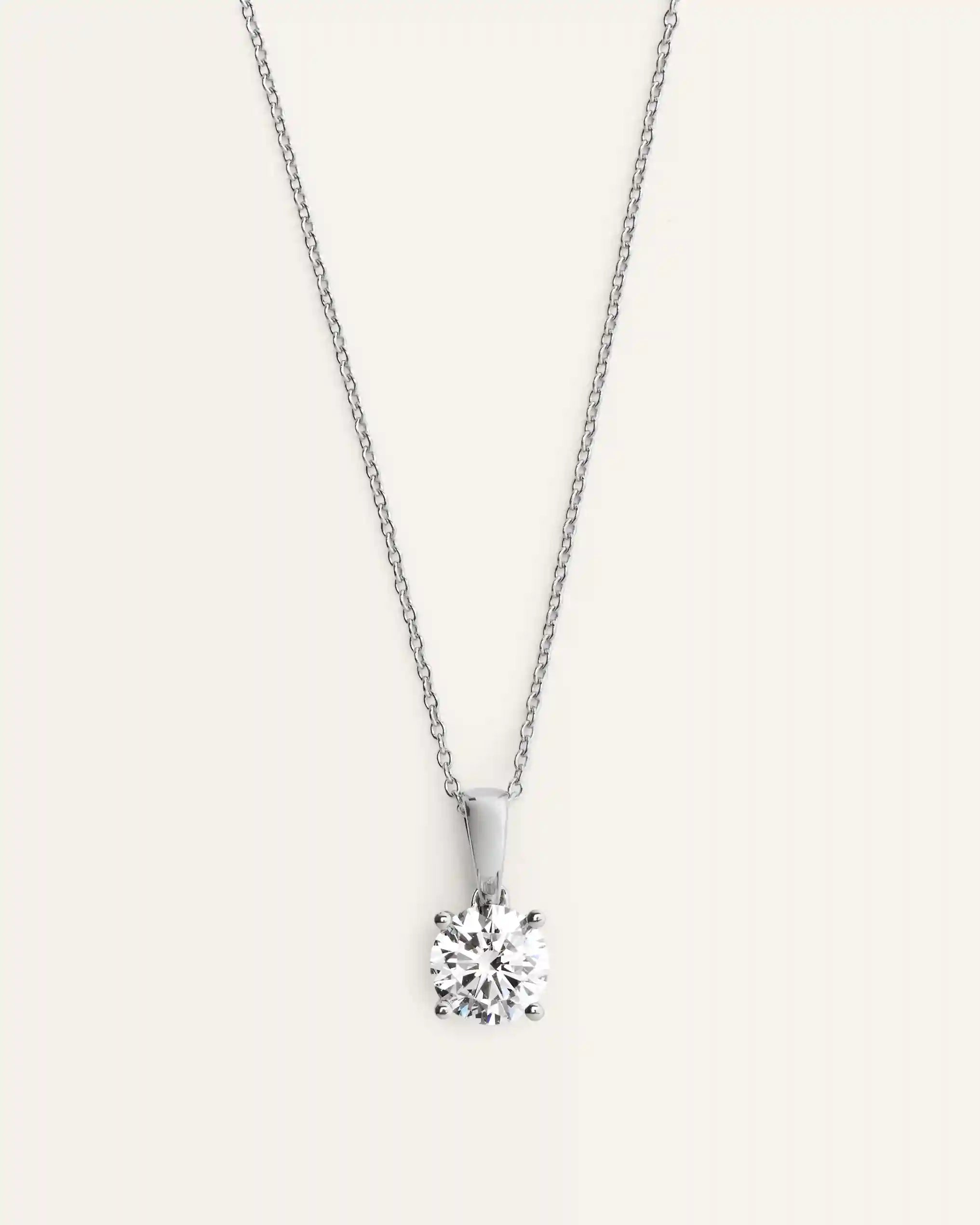 14k Gold Lab Grown Diamond Solitaire Pendant - 1ct
