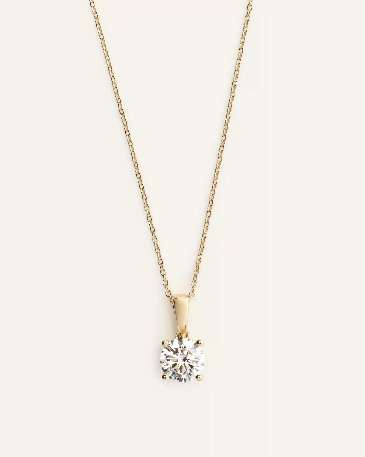 14k Gold Lab Grown Diamond Solitaire Pendant - 1ct