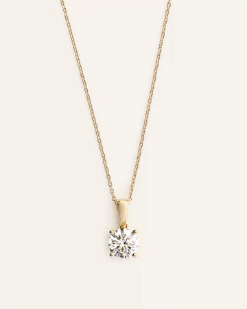 14k Gold Lab Grown Diamond Solitaire Pendant - 1ct