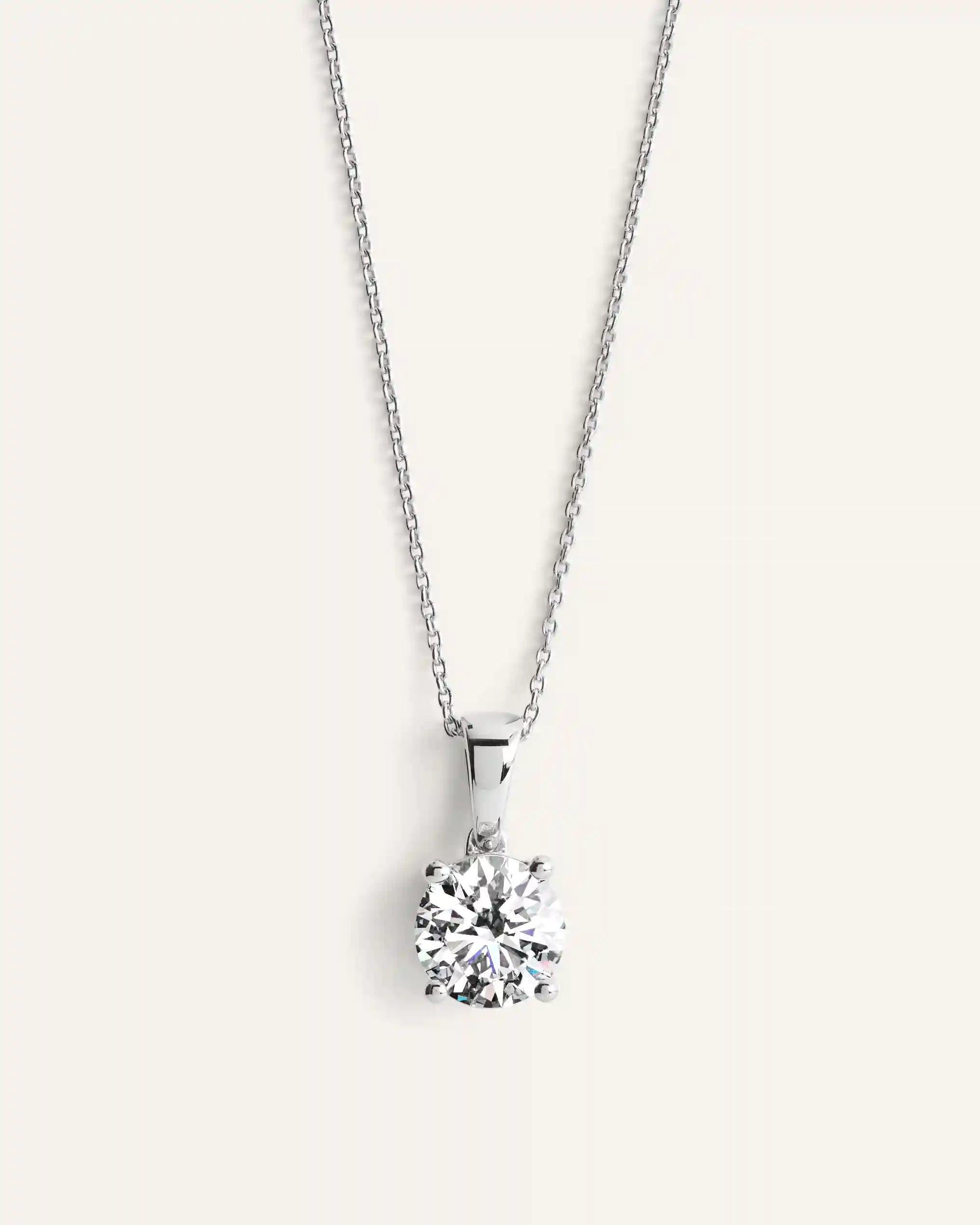 14K Gold Lab Grown Diamond Solitaire Pendant - 2ct