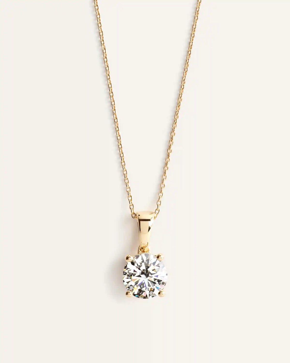 14K Gold Lab Grown Diamond Solitaire Pendant - 2ct