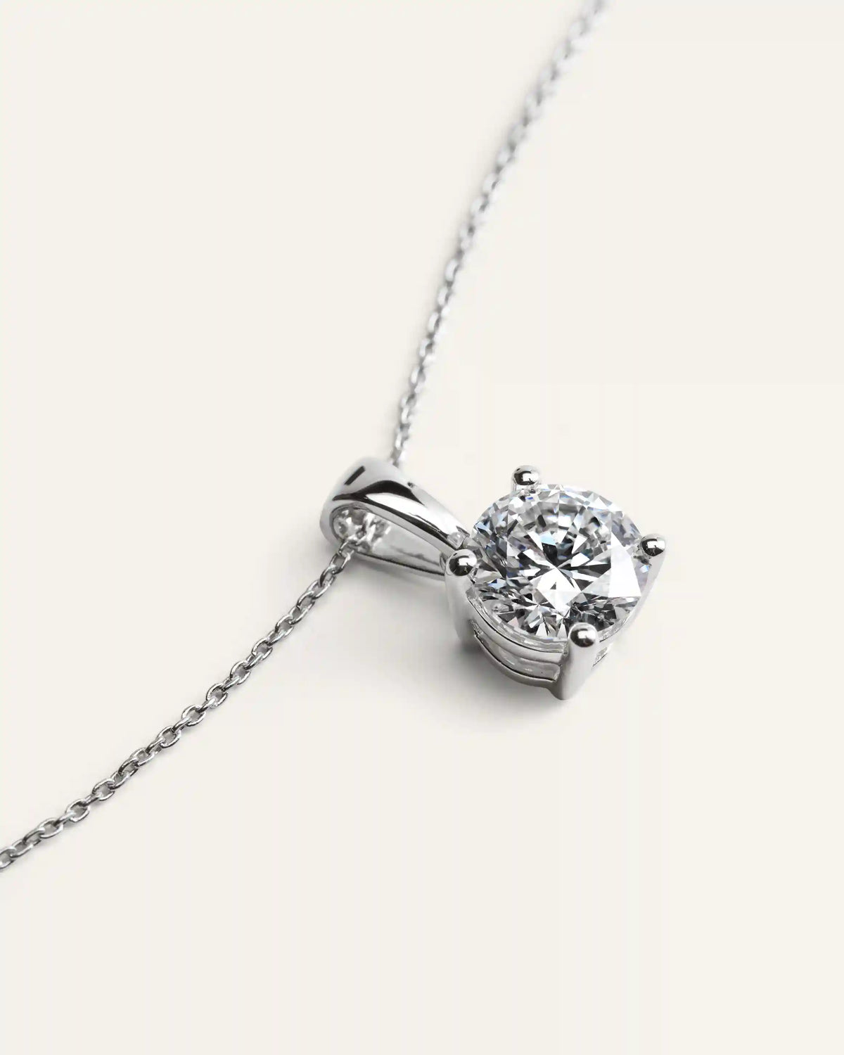 14K Gold Lab Grown Diamond Solitaire Pendant - 2ct