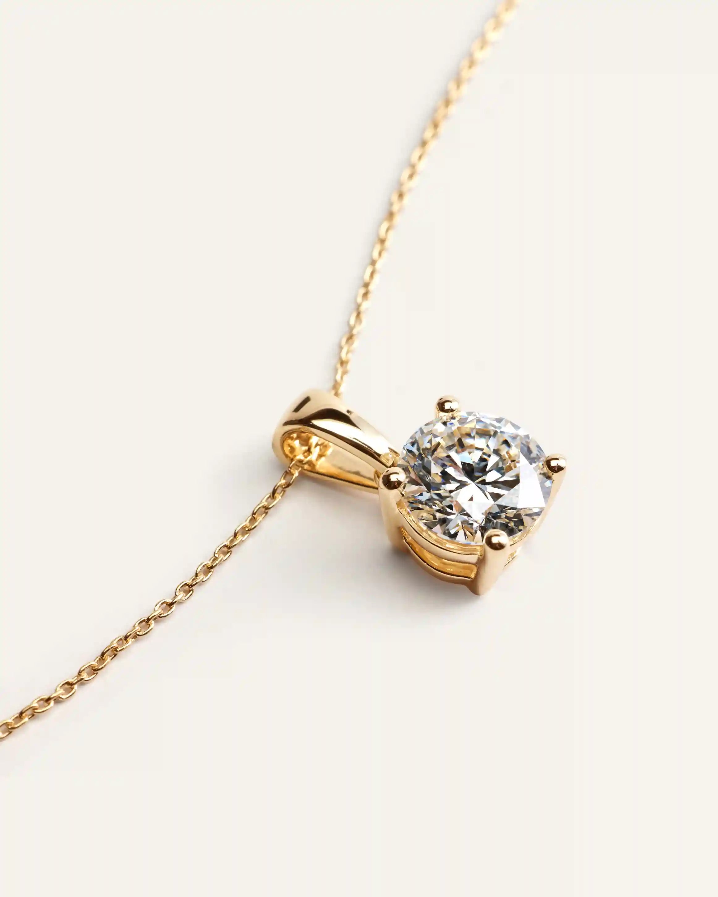 14K Gold Lab Grown Diamond Solitaire Pendant - 2ct