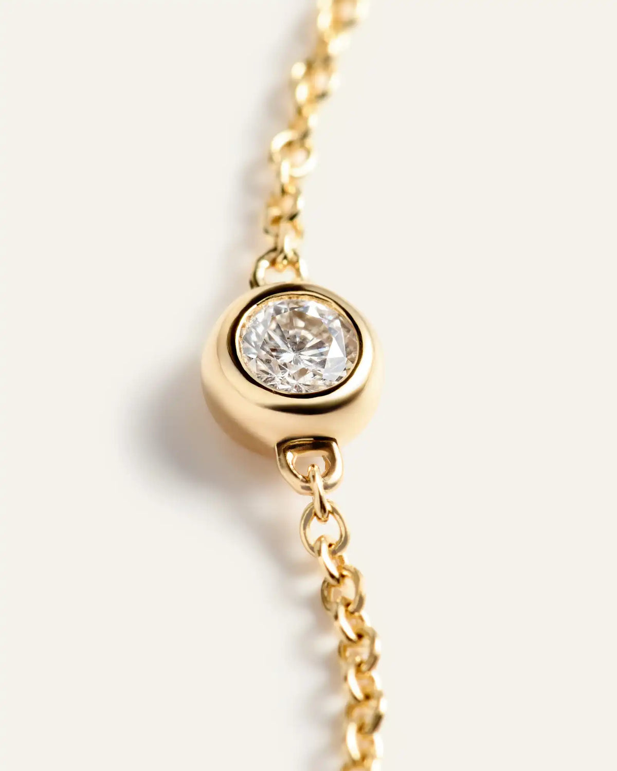 14K Gold Diamond Bezel Station Necklace