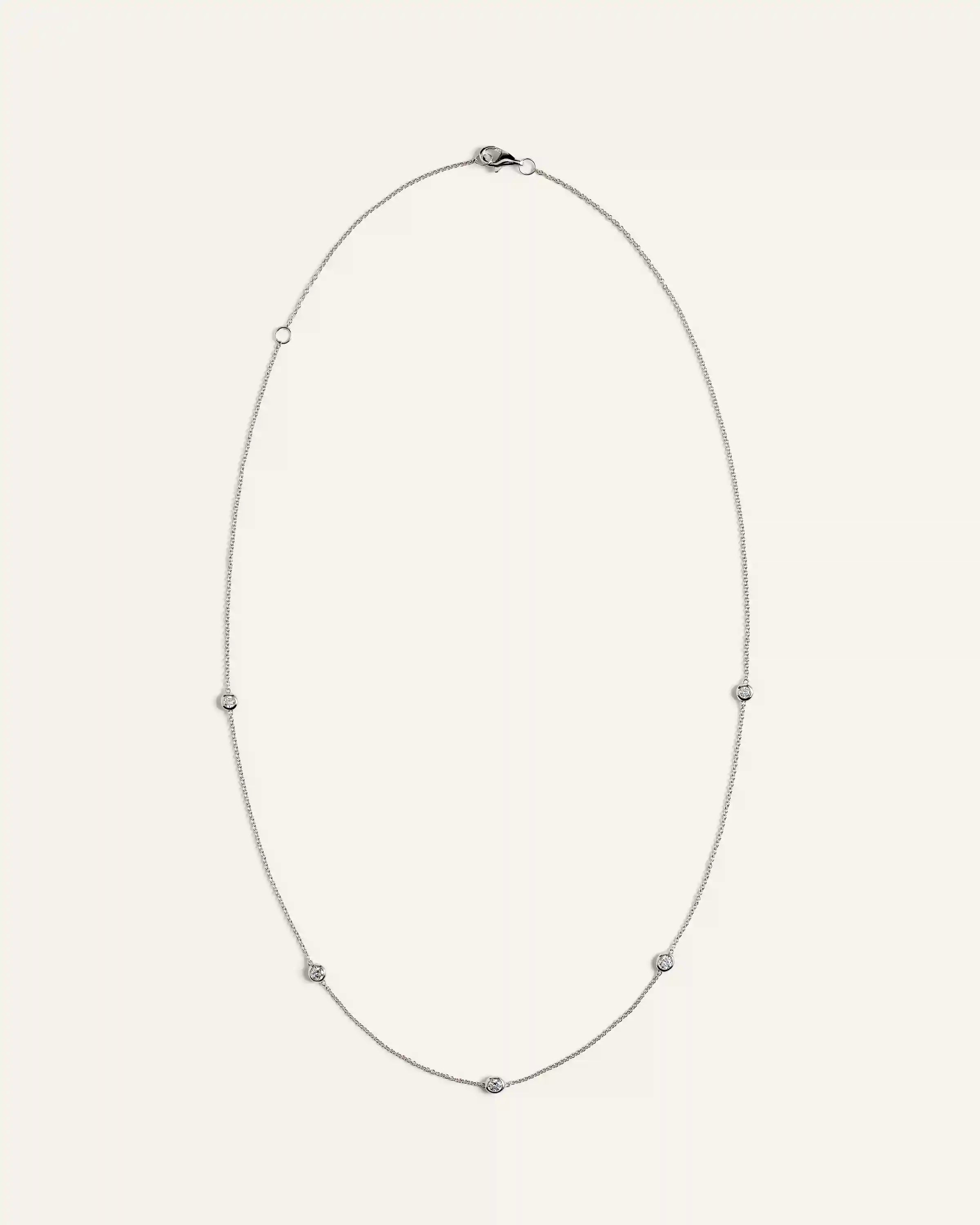 14K Gold Diamond Bezel Station Necklace