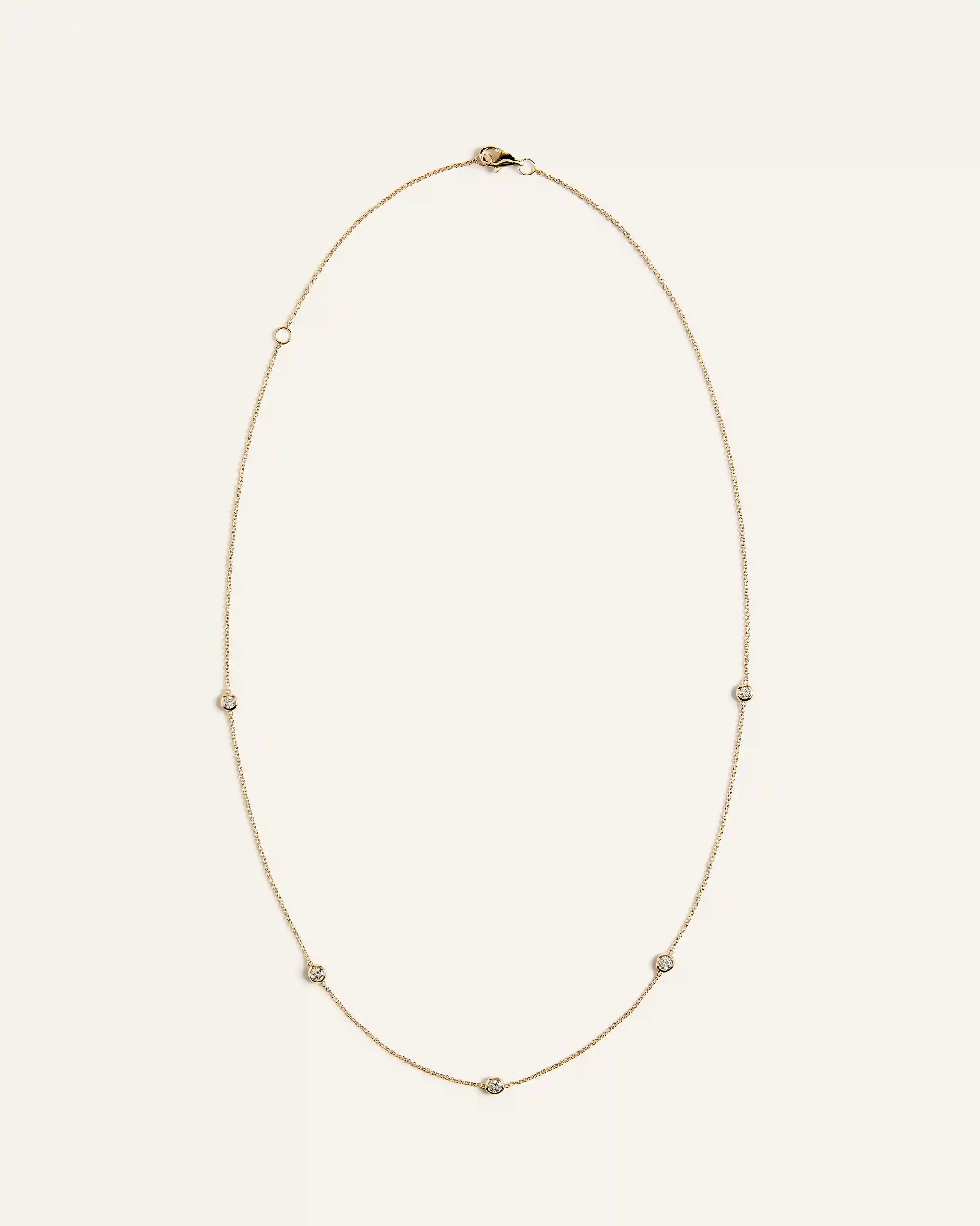 14K Gold Diamond Bezel Station Necklace