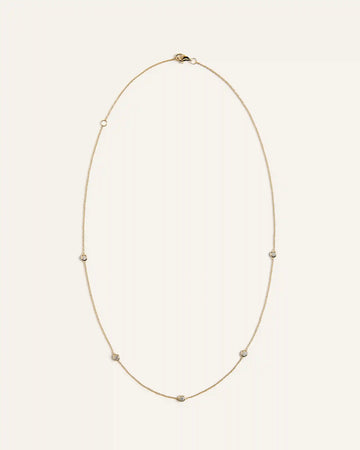 14K Gold Diamond Bezel Station Necklace