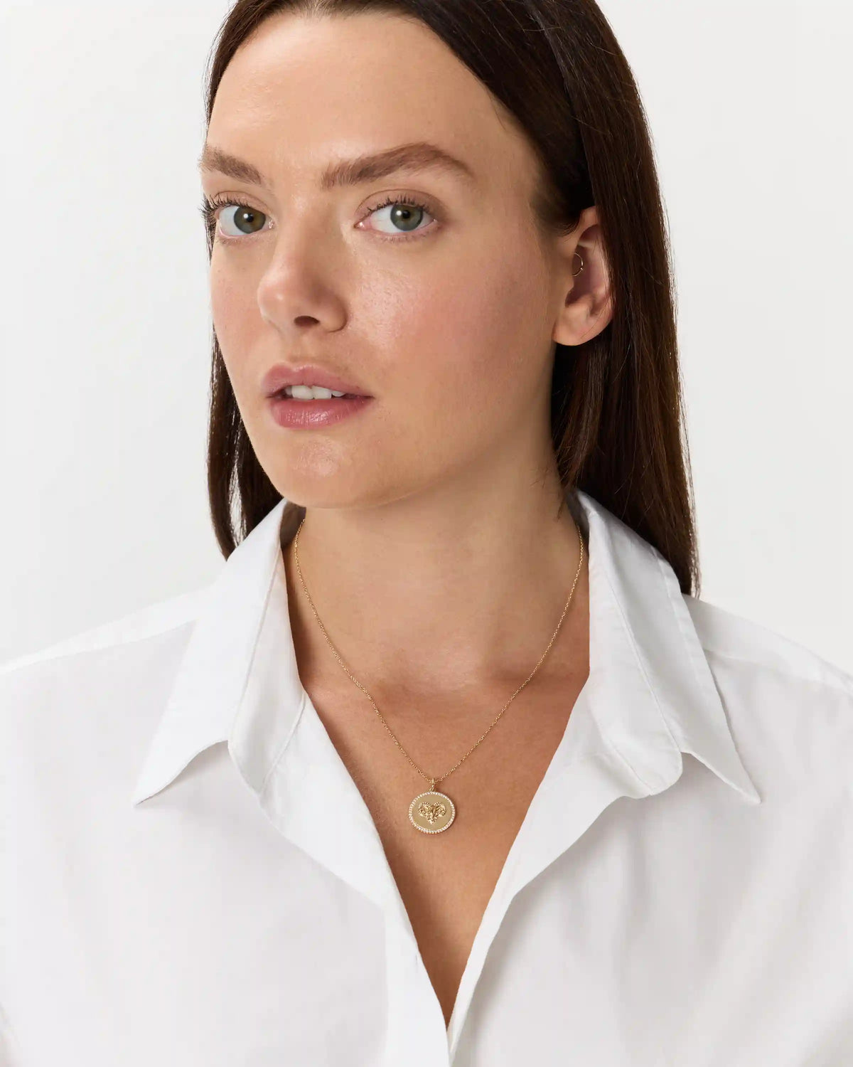 14K Gold Pave Zodiac Medallion Necklace