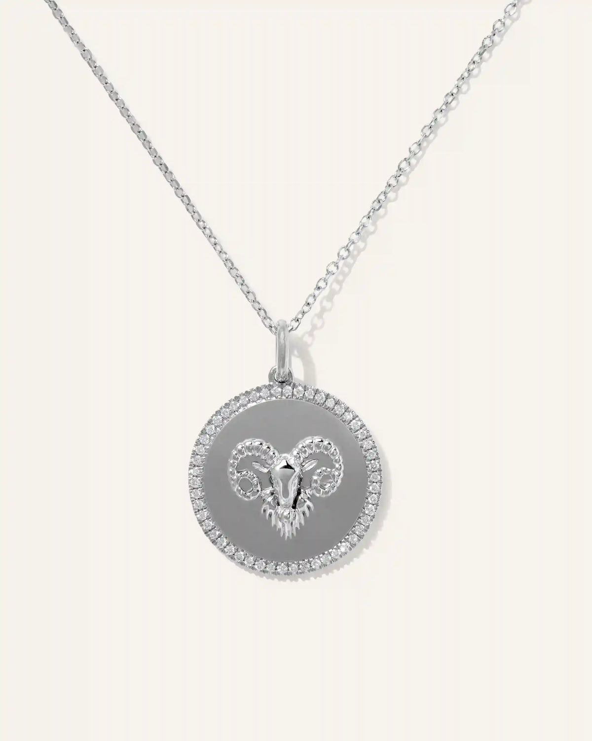 14K Gold Pave Zodiac Medallion Necklace