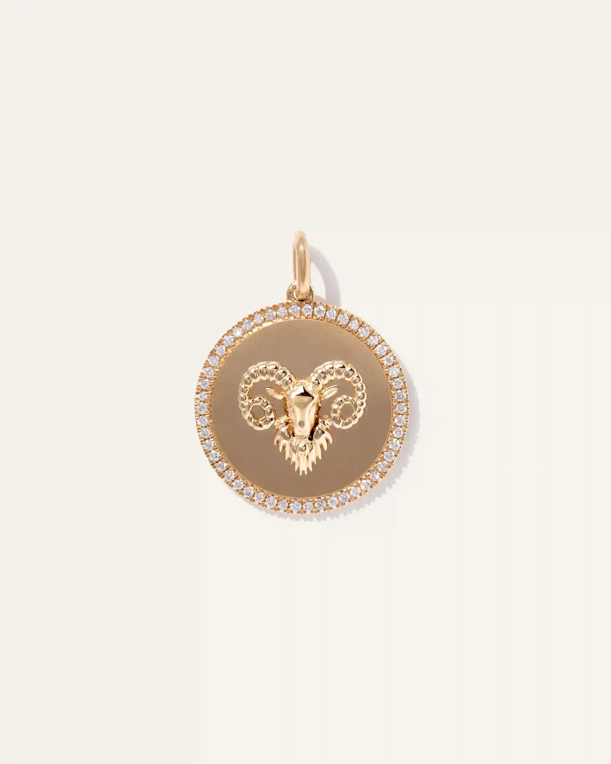 14K Gold Pave Zodiac Medallion Necklace
