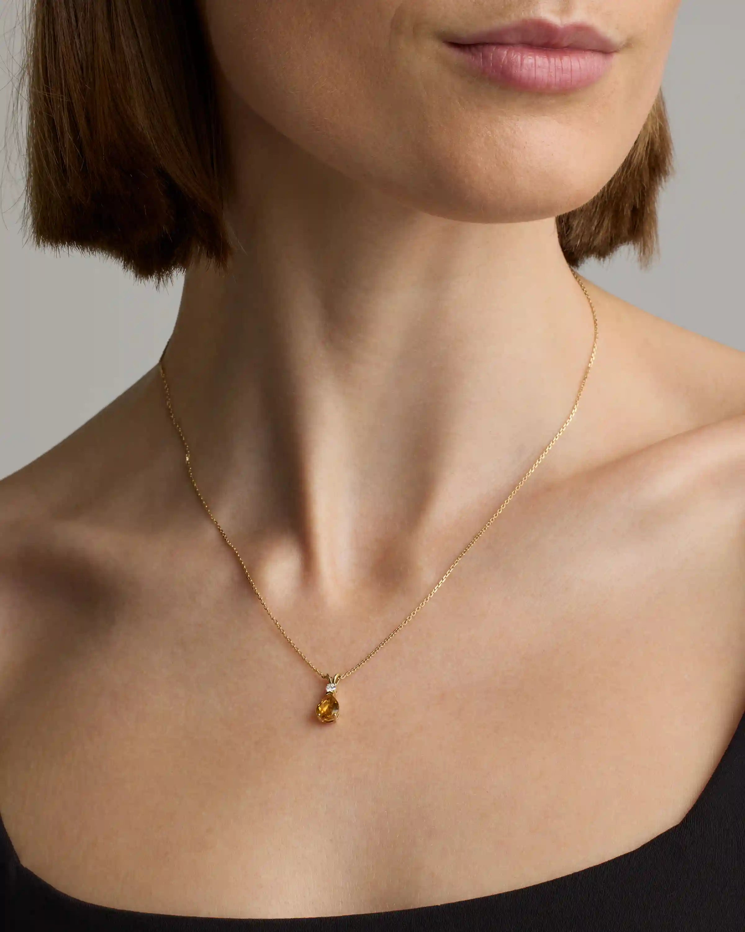 14K Gold Diamond & Semi-Precious Gemstone Drop Necklace