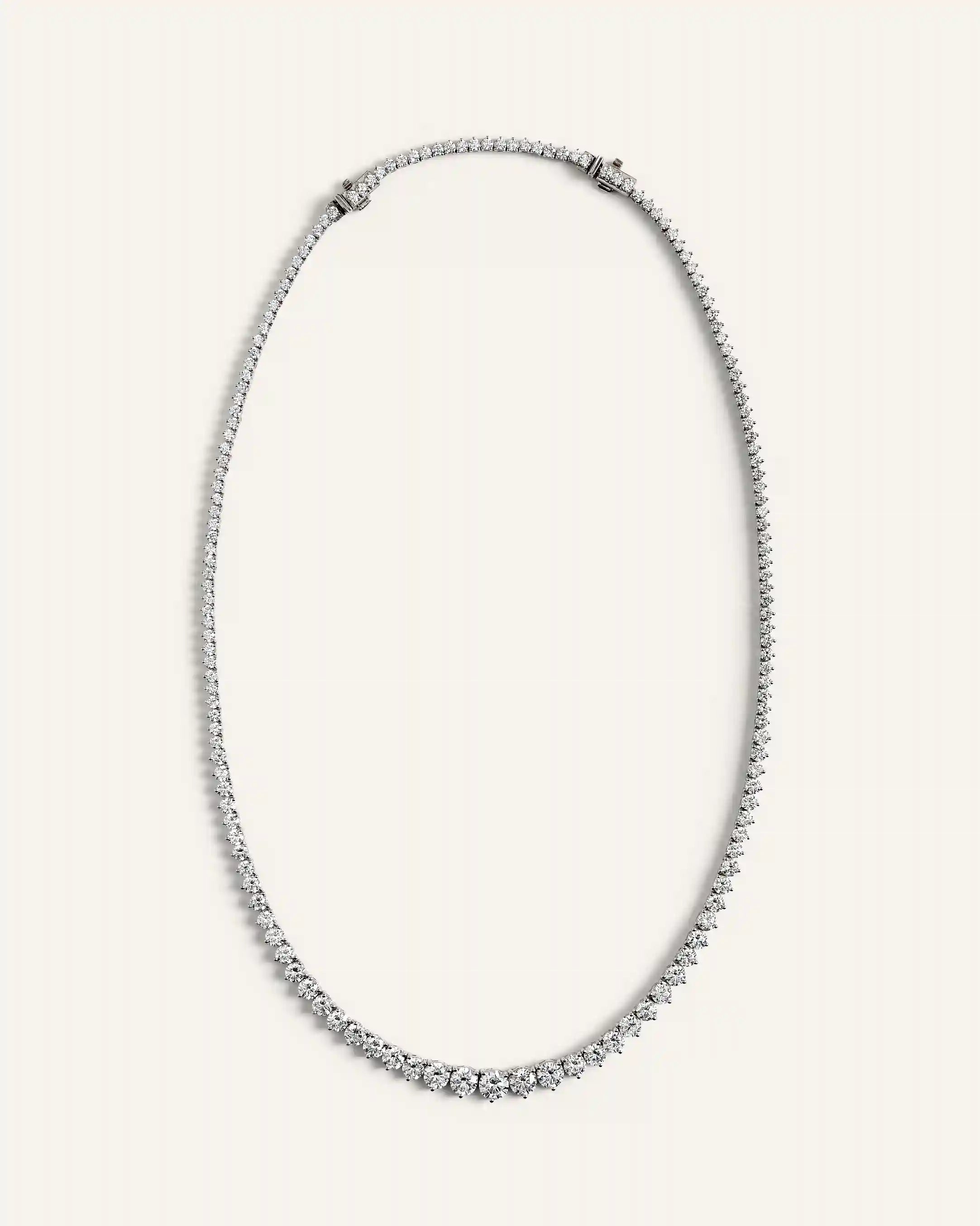 14K Gold Lab Grown Diamond Graduated Tennis Necklace - 16ctw