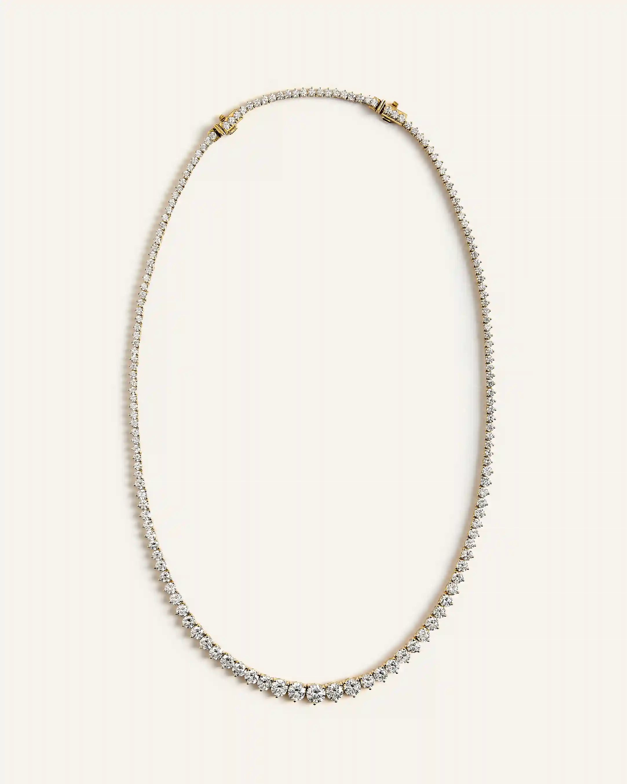 14K Gold Lab Grown Diamond Graduated Tennis Necklace - 16ctw