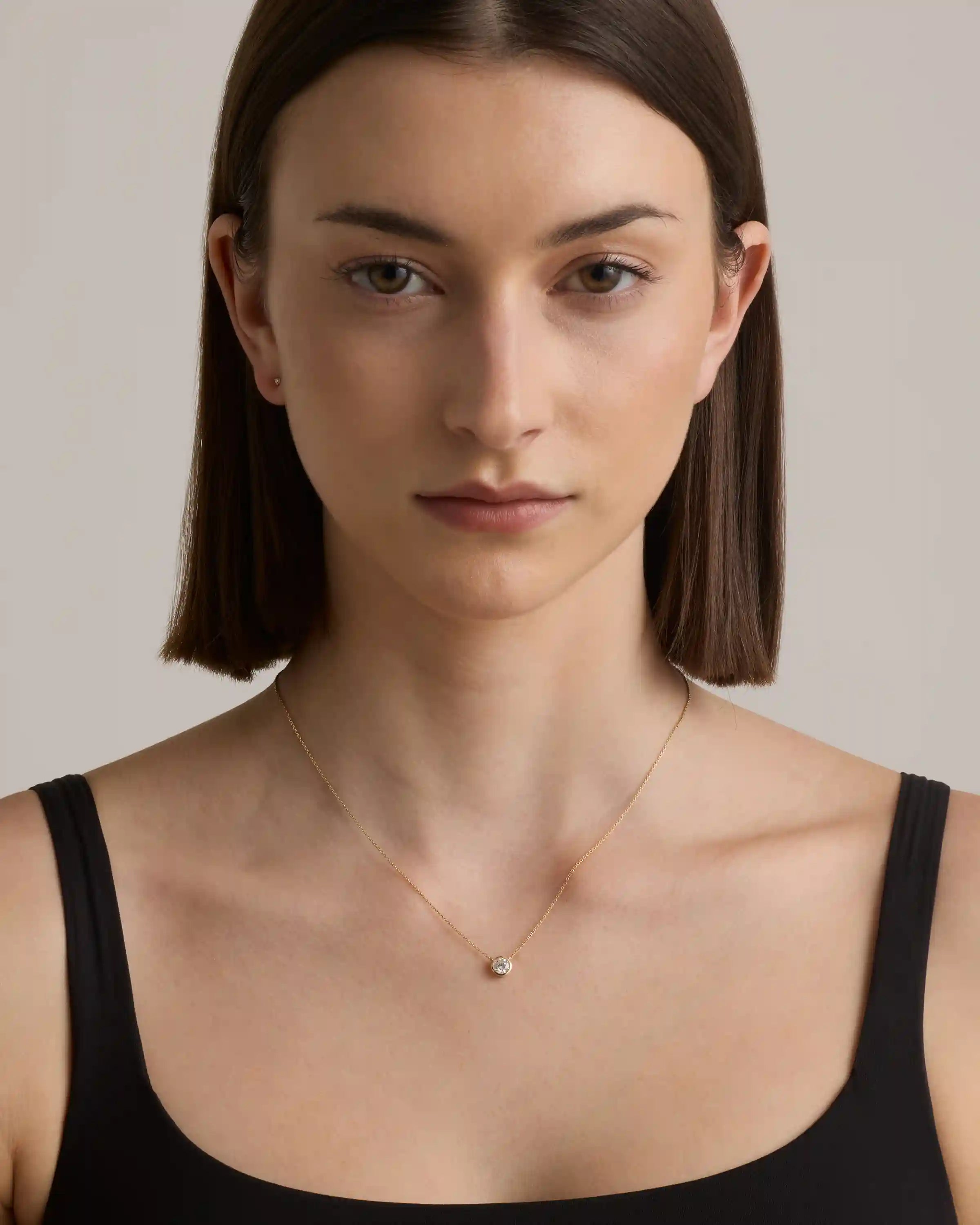 14K Gold Lab Grown Diamond Bezel Necklace