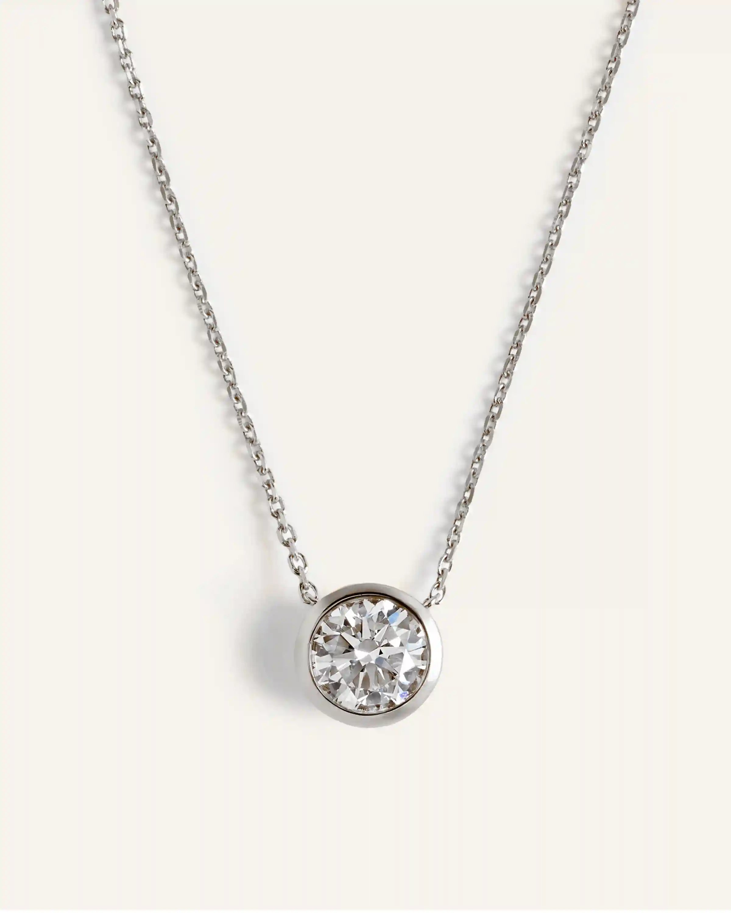 14K Gold Lab Grown Diamond Bezel Necklace