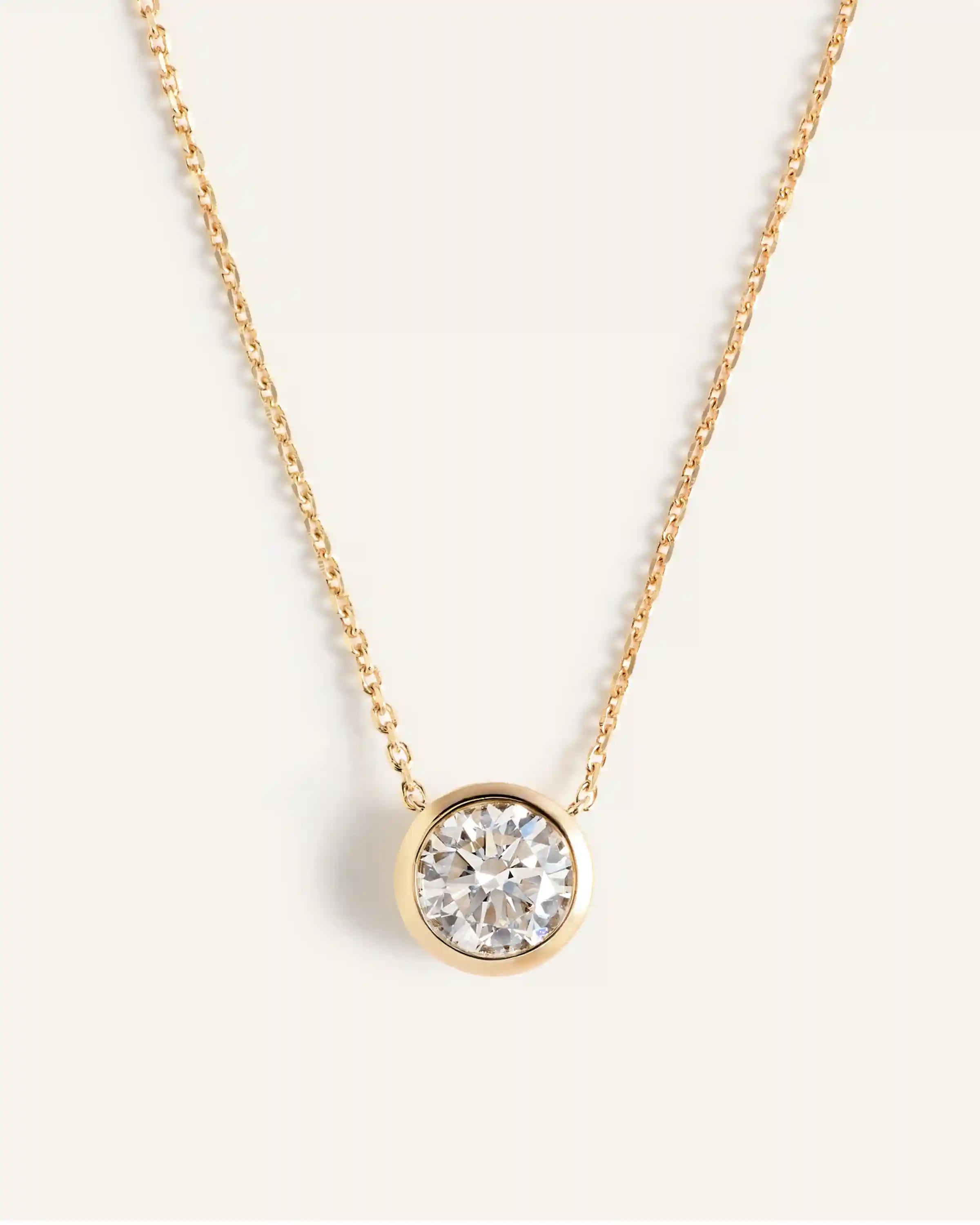 14K Gold Lab Grown Diamond Bezel Necklace