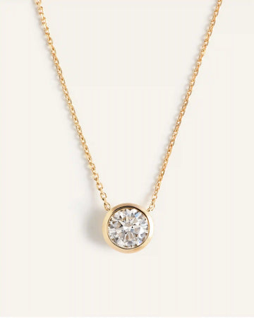 14K Gold Lab Grown Diamond Bezel Necklace