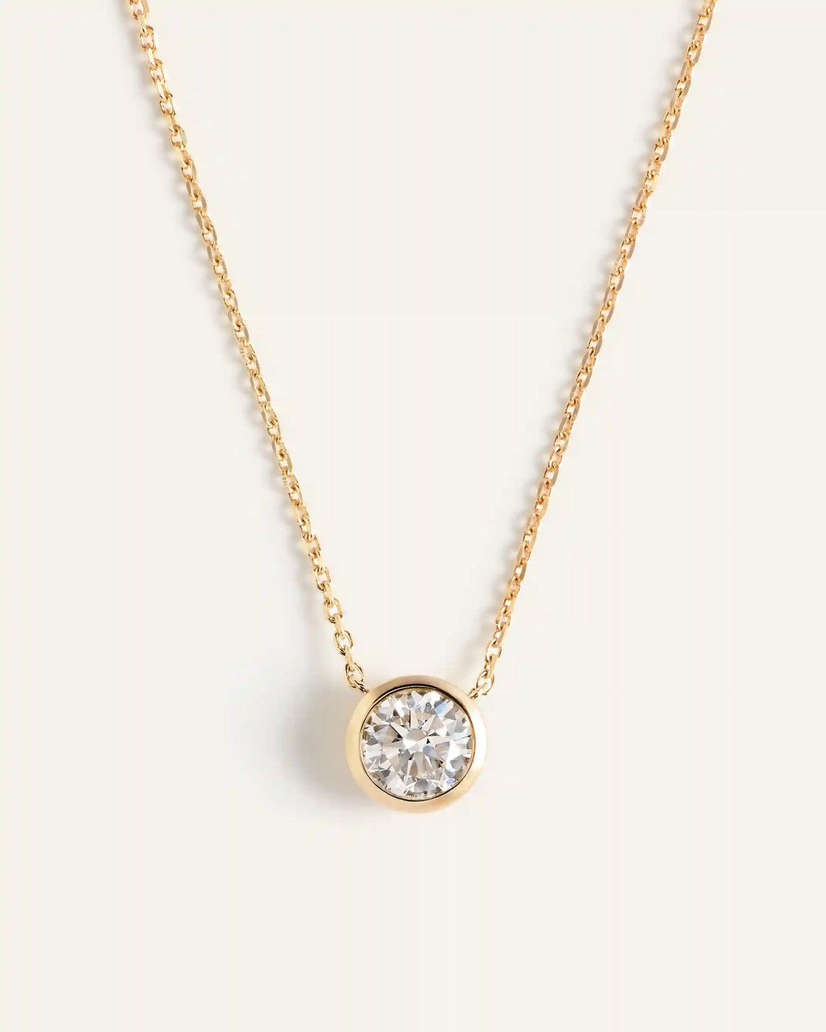14K Gold Lab Grown Diamond Bezel Necklace