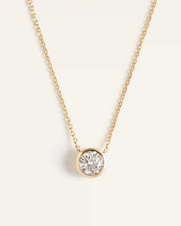 14K Gold Lab Grown Diamond Bezel Necklace