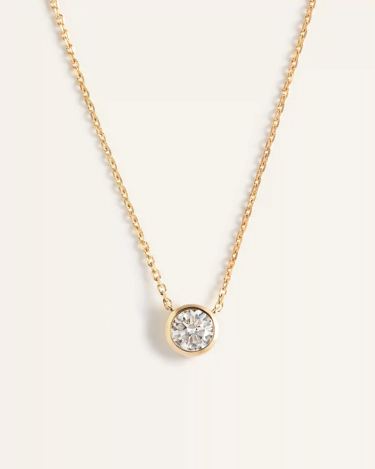 14K Gold Lab Grown Diamond Bezel Necklace