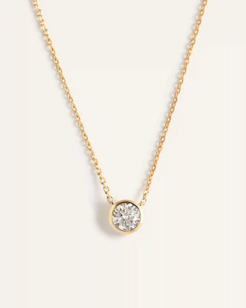 14K Gold Lab Grown Diamond Bezel Necklace