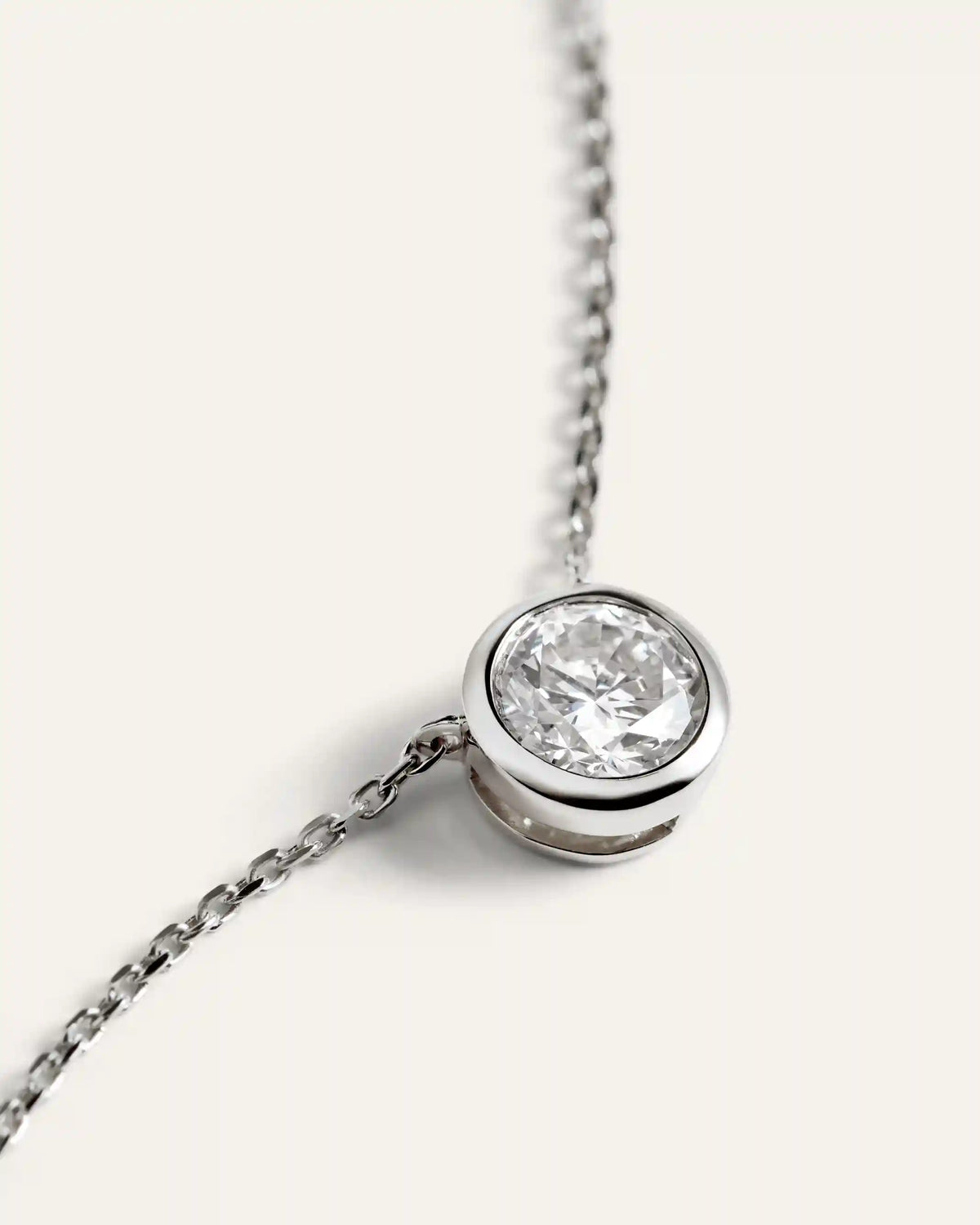 14K Gold Lab Grown Diamond Bezel Necklace