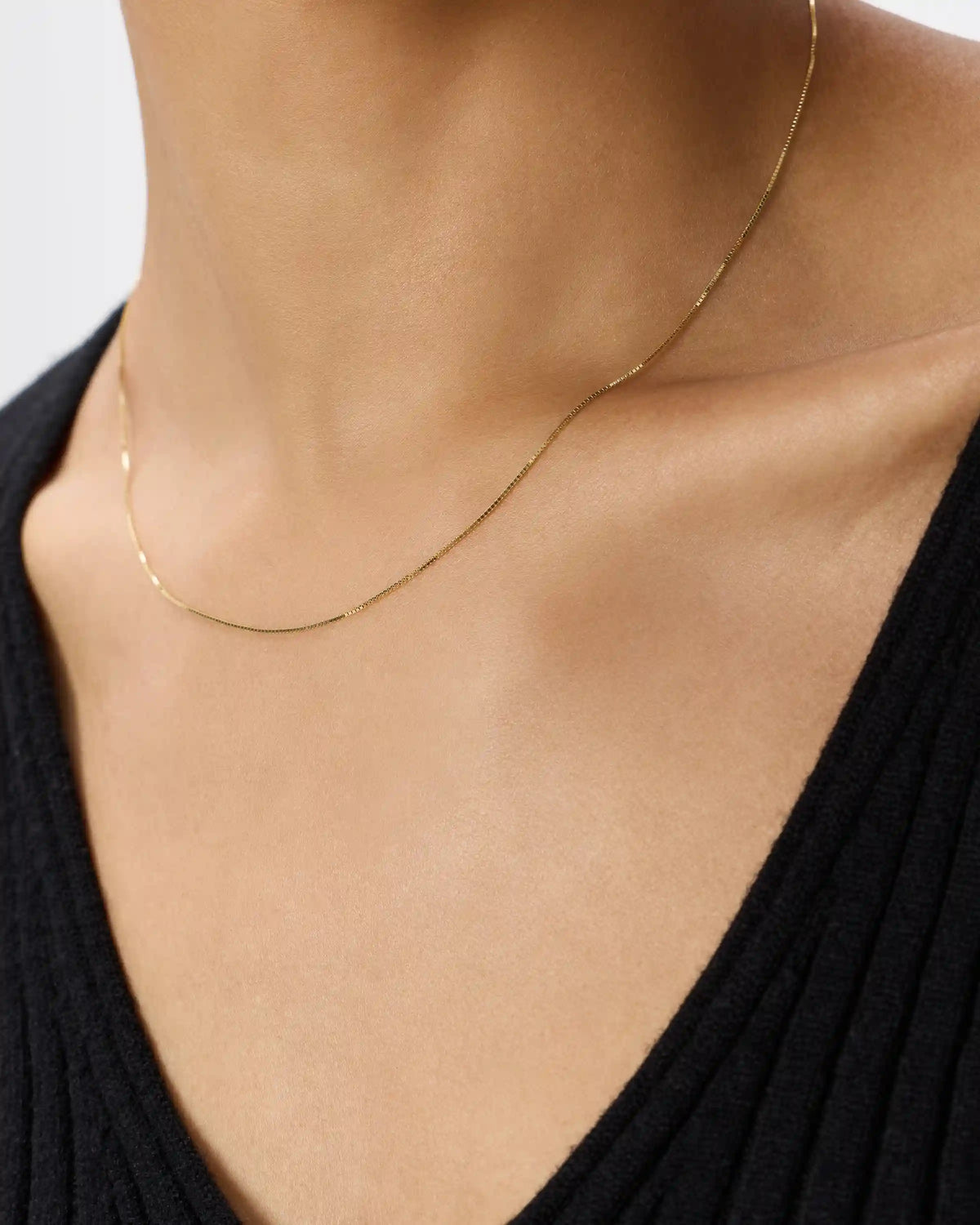 14K Gold Petite Box Chain Necklace