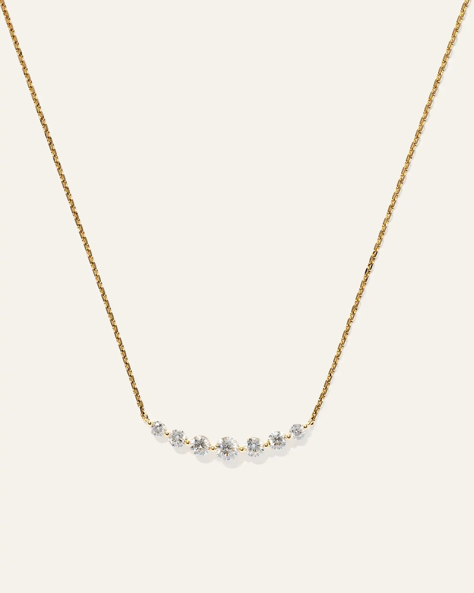 14K Gold Lab Grown Diamond Graduated Bar Necklace