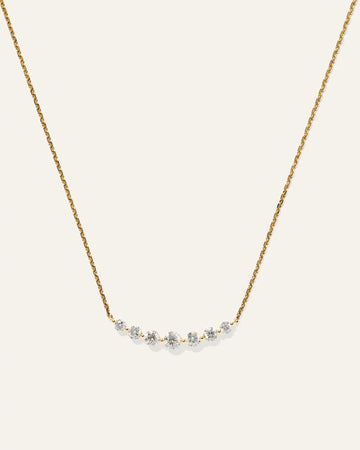 14K Gold Lab Grown Diamond Graduated Bar Necklace