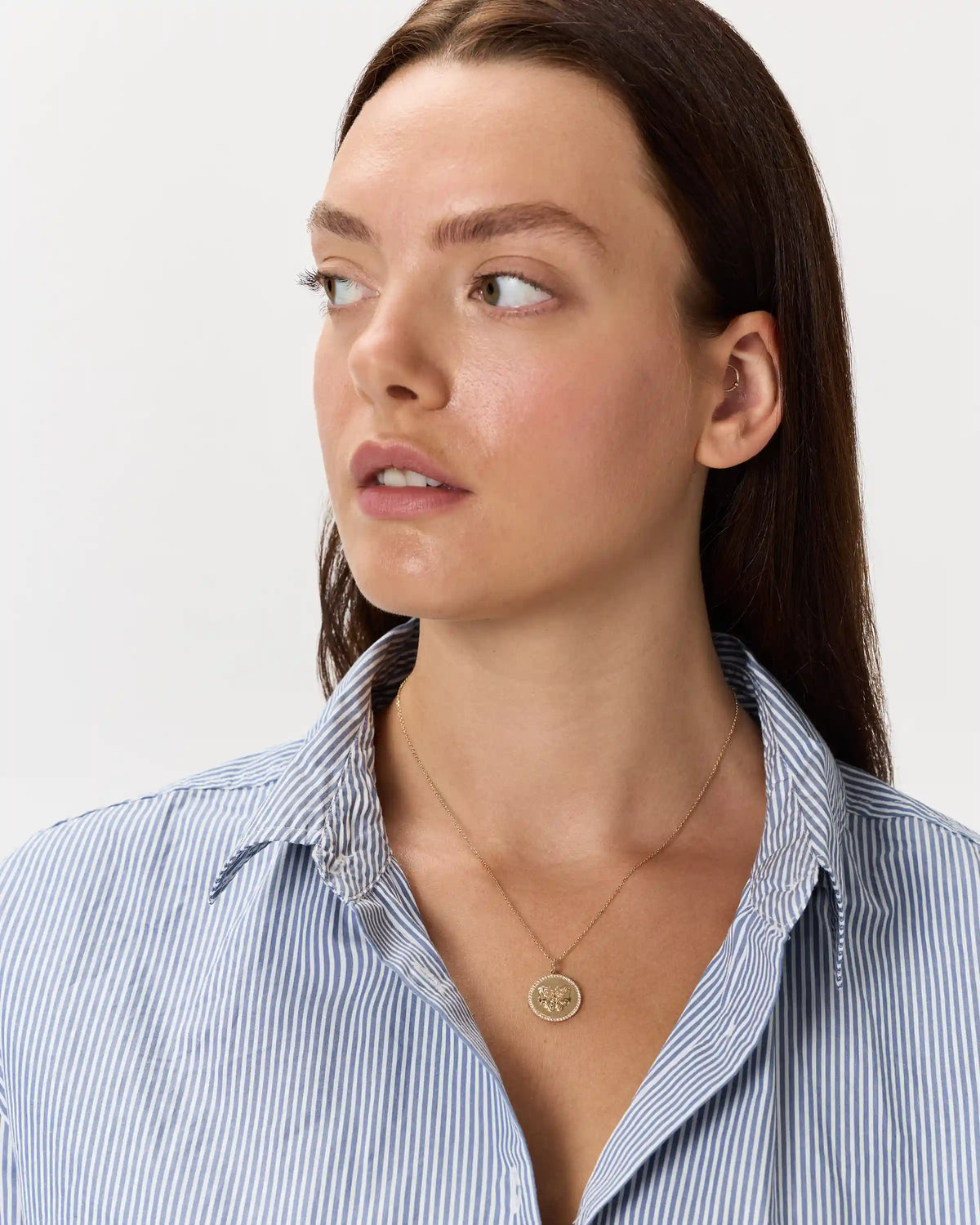 14K Gold Pave Zodiac Medallion Charm