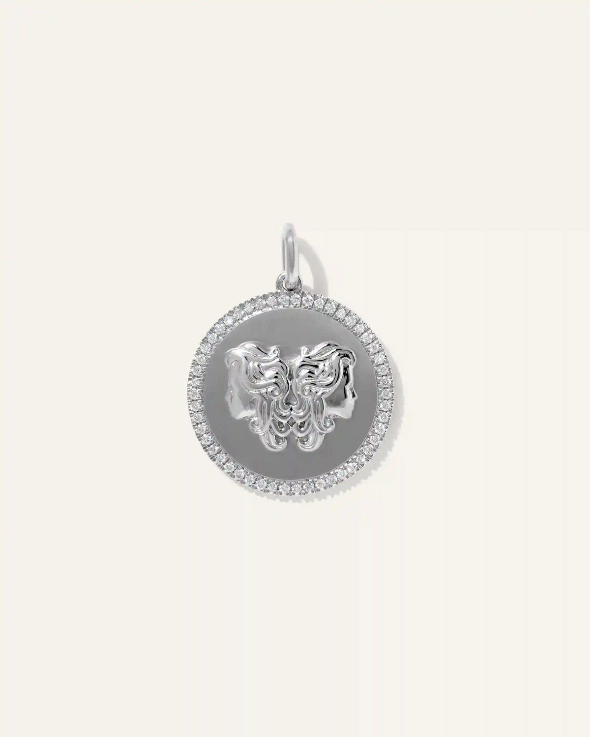 14K Gold Pave Zodiac Medallion Charm