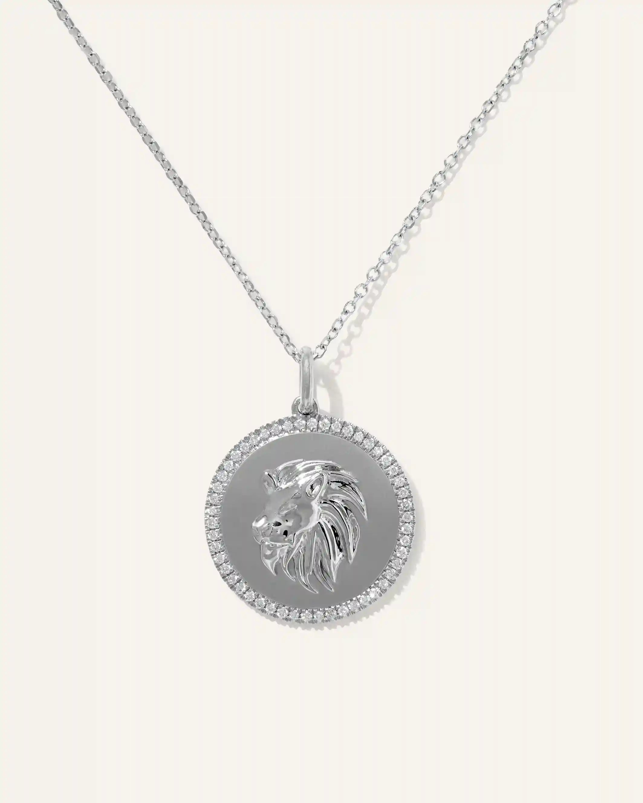 14k Gold Pave Zodiac Medallion Necklace