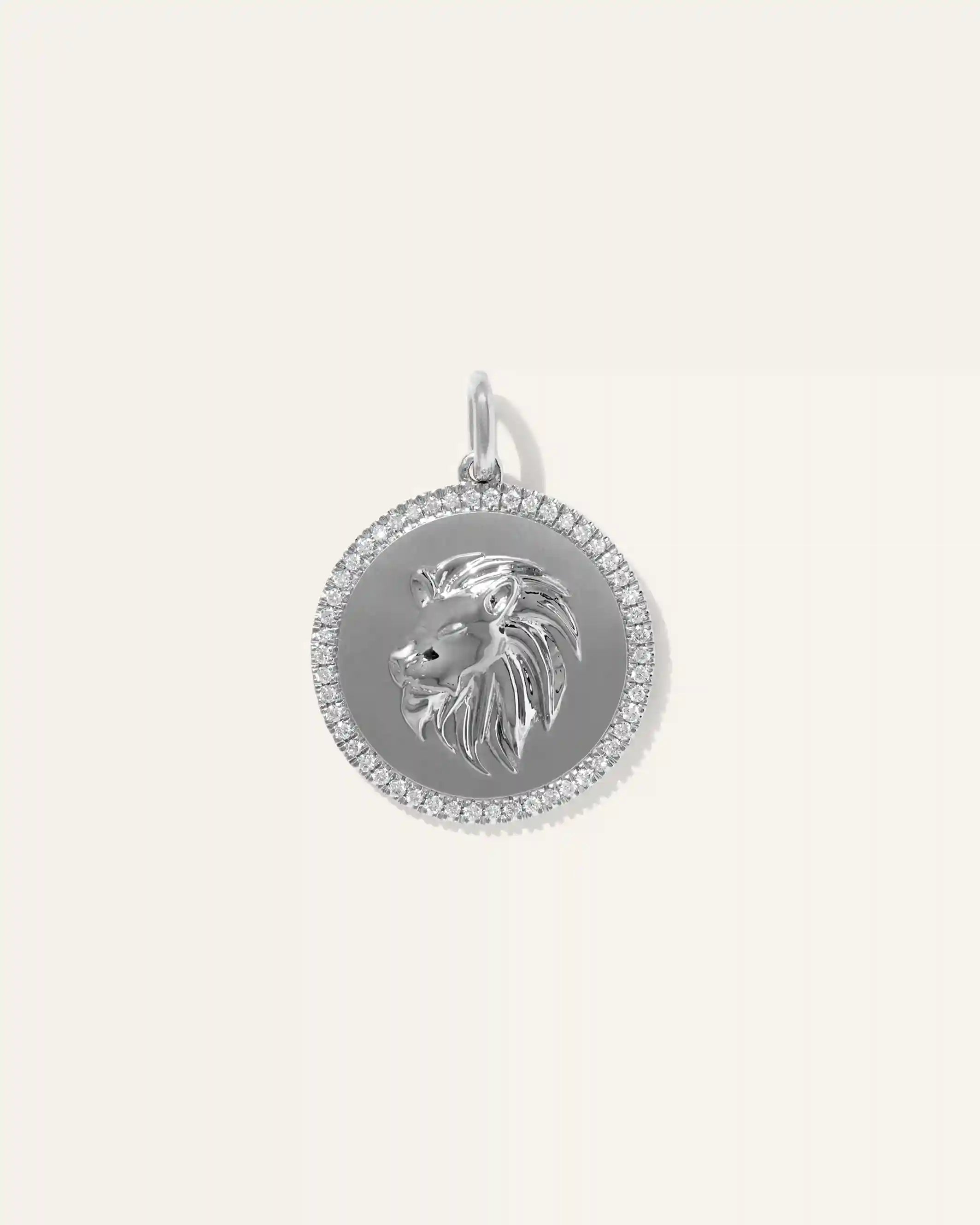 14K Gold Pave Zodiac Medallion Charm