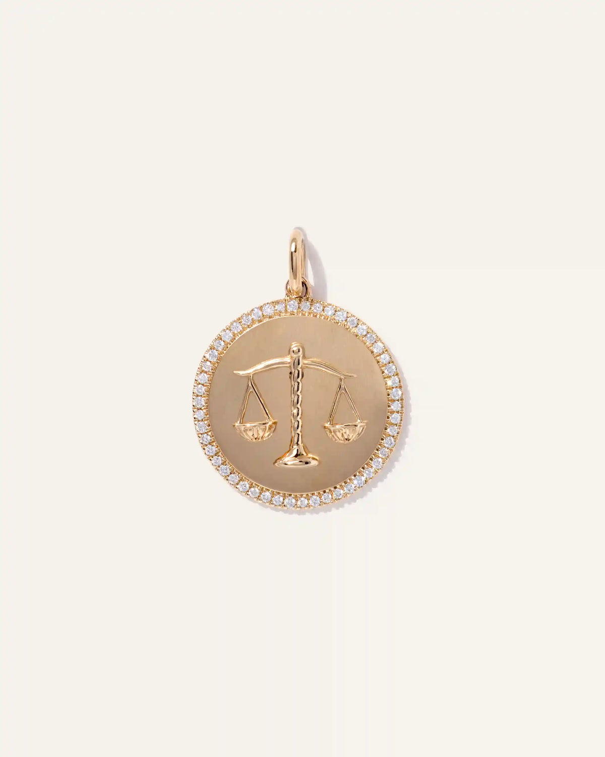 14K Gold Pave Zodiac Medallion Charm