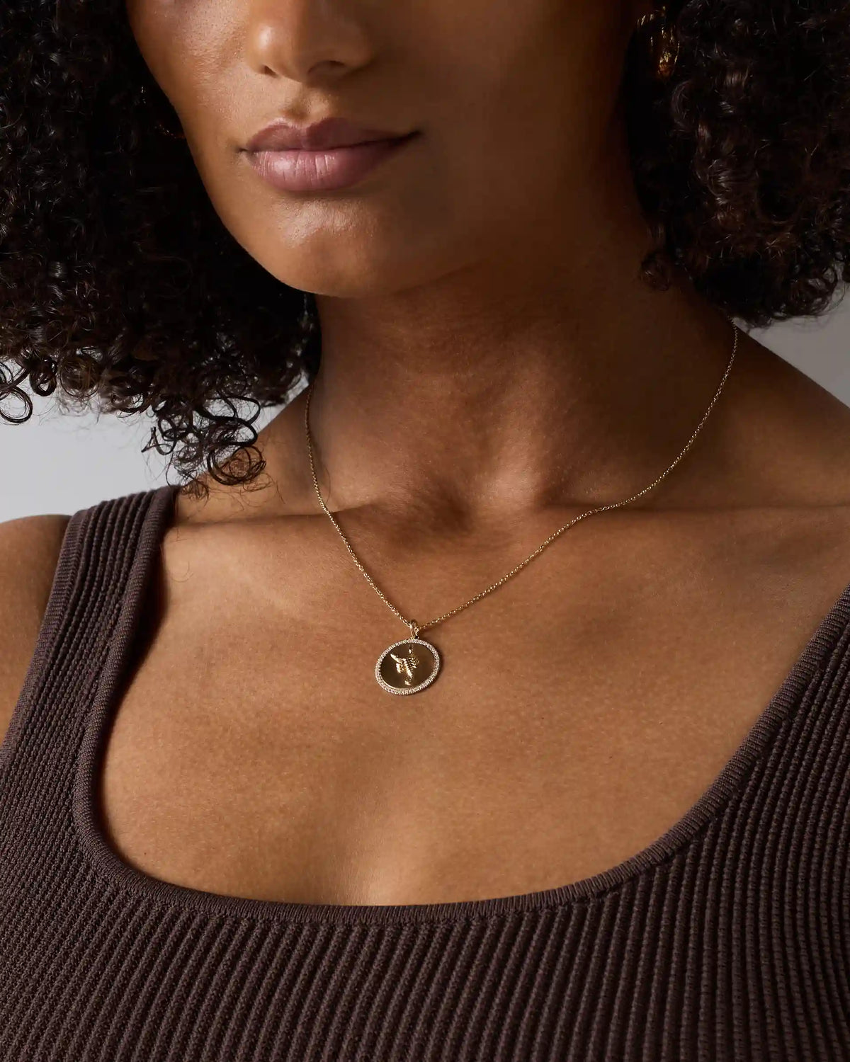 14K Gold Pave Zodiac Medallion Charm