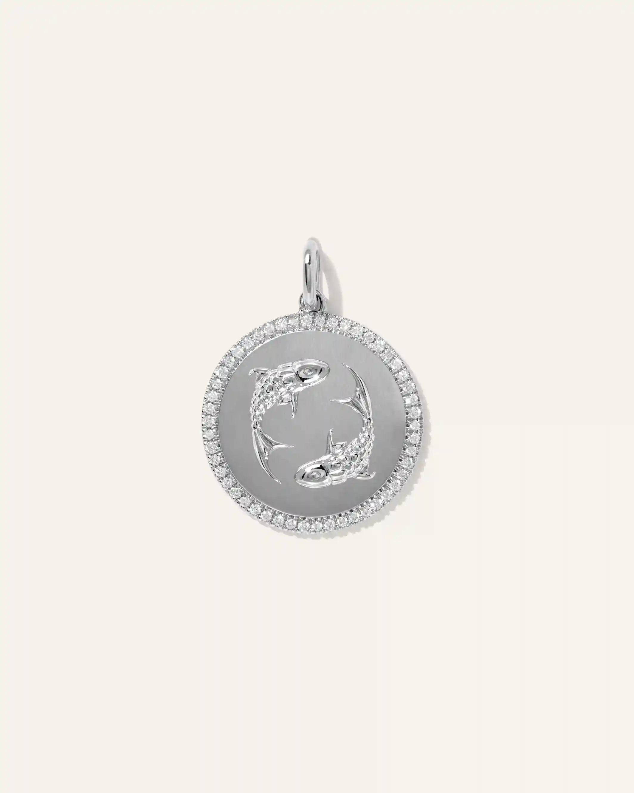 14K Gold Pave Zodiac Medallion Charm
