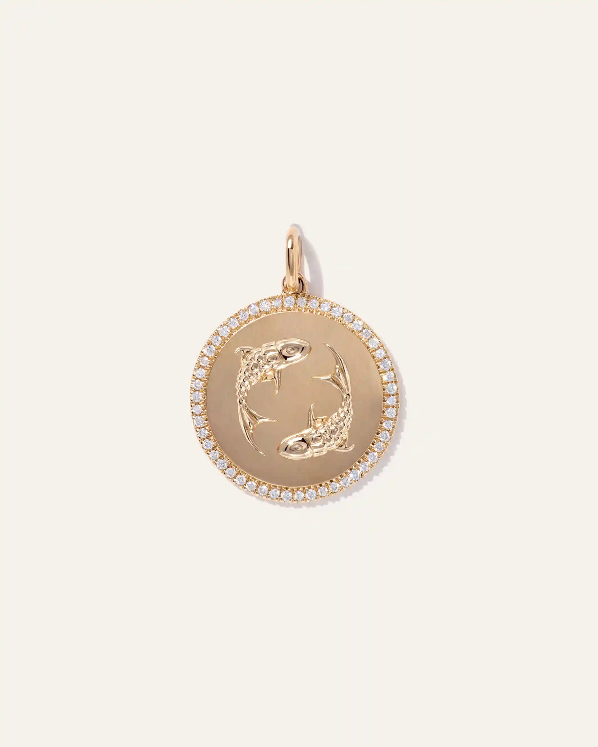 14K Gold Pave Zodiac Medallion Charm