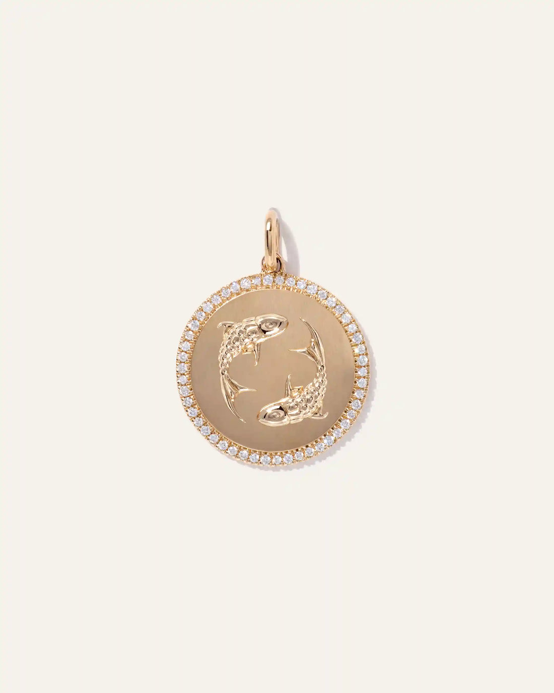 14K Gold Pave Zodiac Medallion Necklace