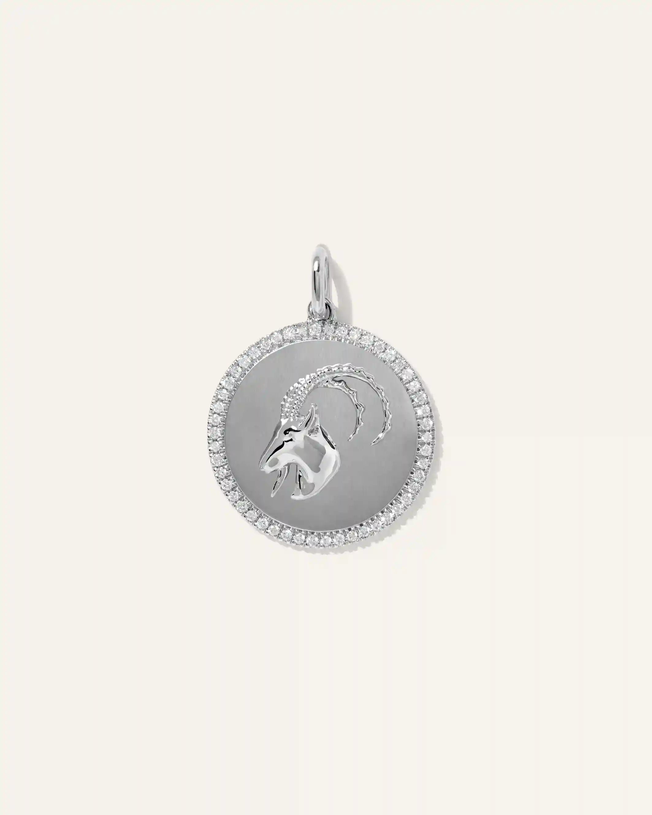 14K Gold Pave Zodiac Medallion Charm