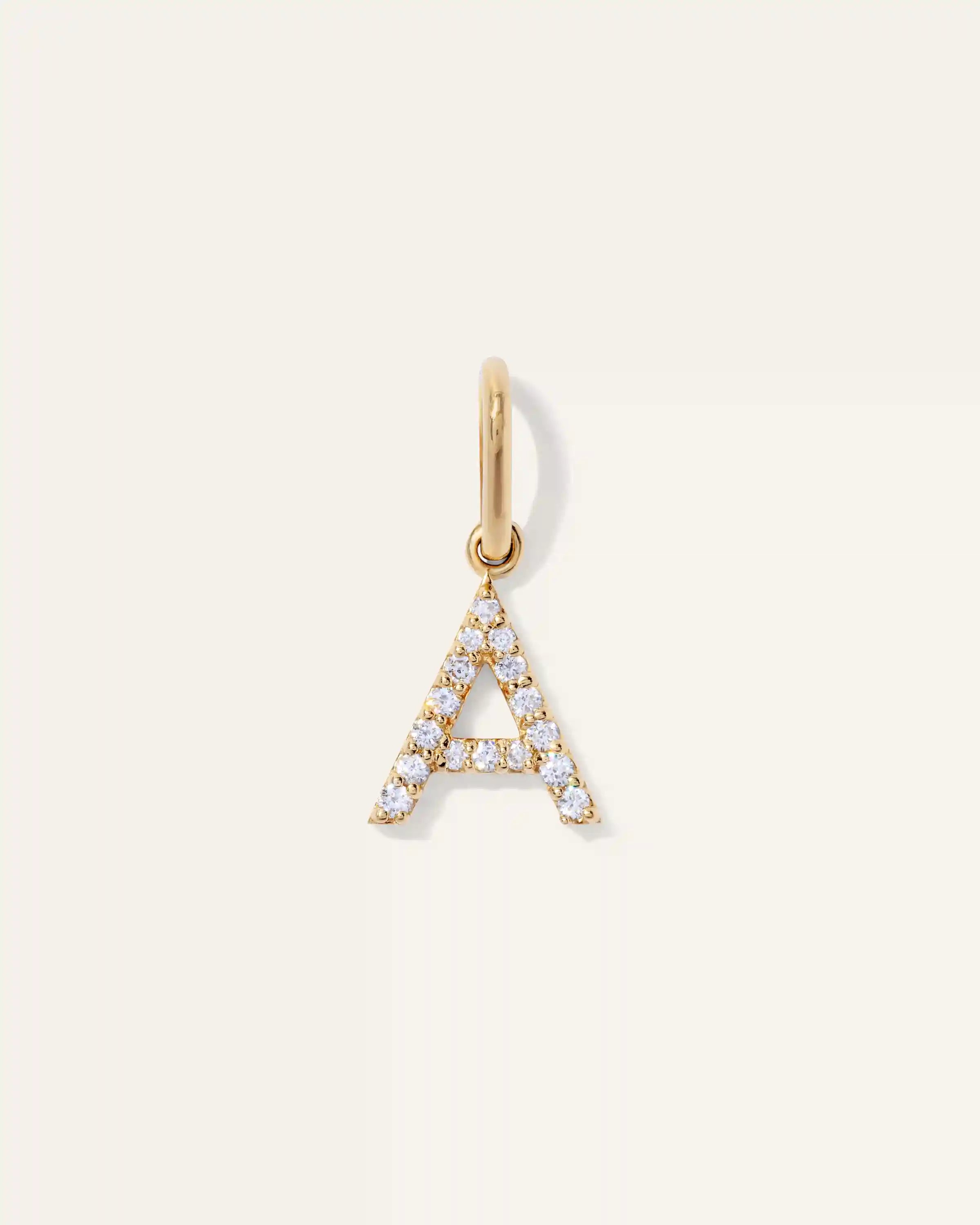 14K Gold Diamond Letter Charm