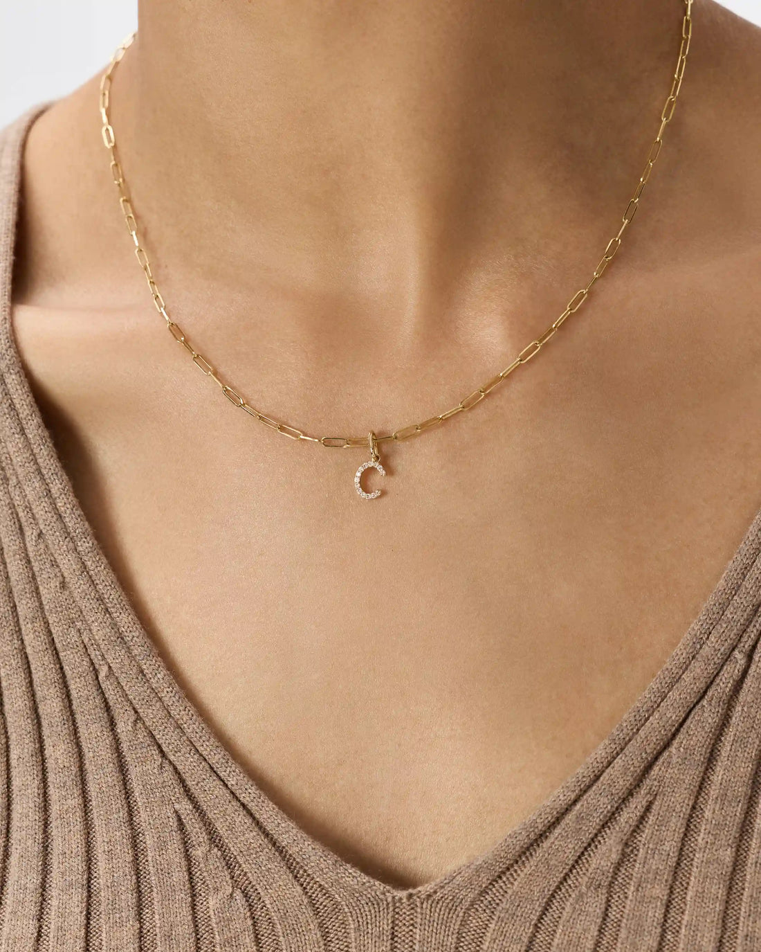 14K Gold Diamond Letter Charm